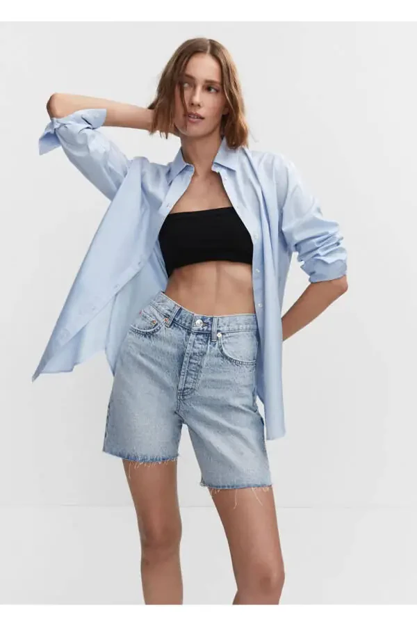 Decorative ripped denim bermuda shorts - 1