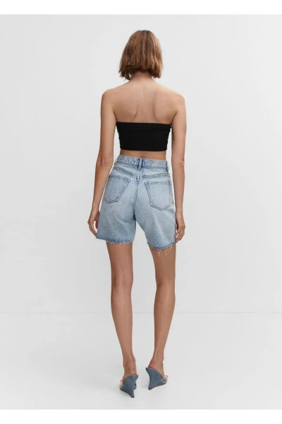 Decorative ripped denim bermuda shorts - 4
