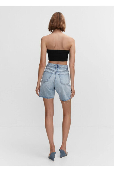 Decorative ripped denim bermuda shorts - 4