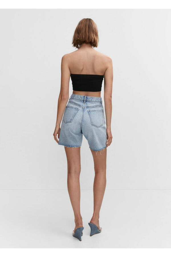 Decorative ripped denim bermuda shorts - 4