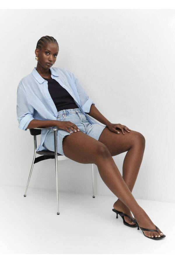 Decorative ripped denim bermuda shorts - 6