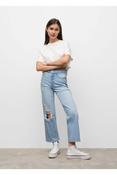 Decorative Ripped Straight Leg Jean - MANGO TEEN (1)