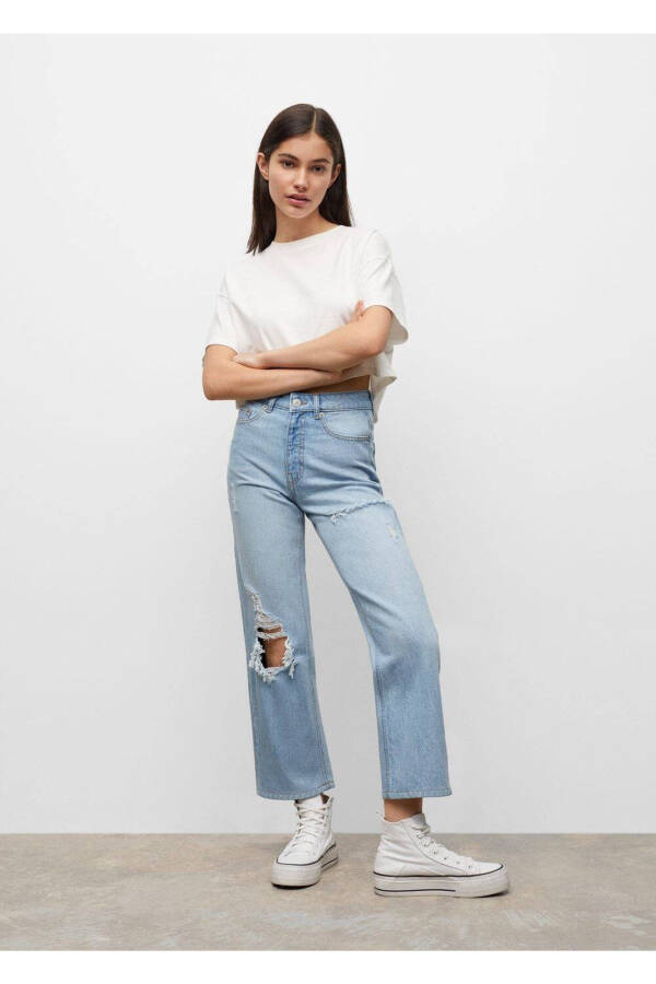 Decorative Ripped Straight Leg Jean - 2