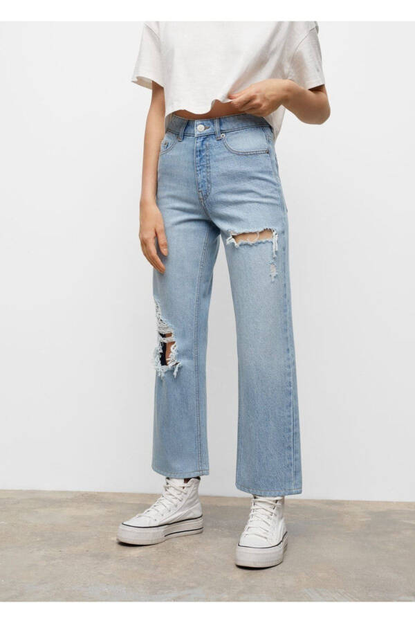 Decorative Ripped Straight Leg Jean - 5