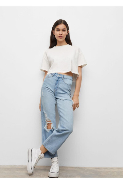 Decorative Ripped Straight Leg Jean - MANGO TEEN