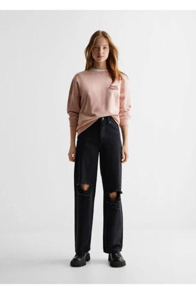 Decorative Ripped Wideleg Jeans - 2