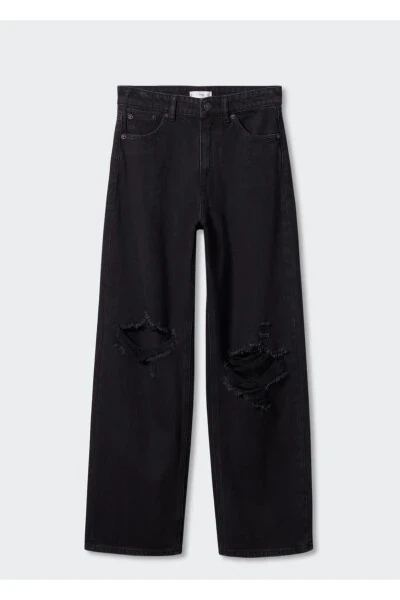 Decorative Ripped Wideleg Jeans - 3