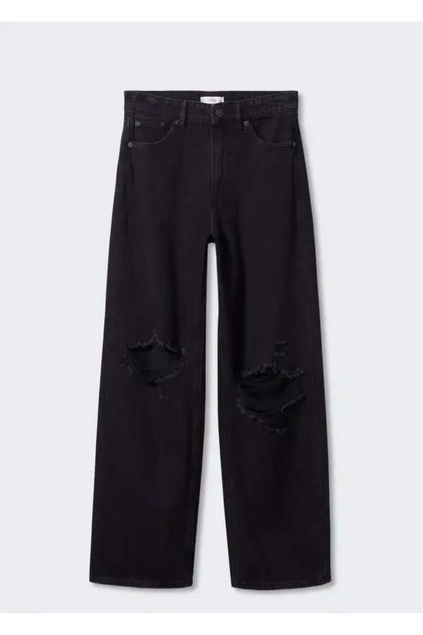 Decorative Ripped Wideleg Jeans - 3