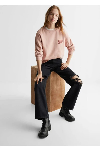 Decorative Ripped Wideleg Jeans - 5