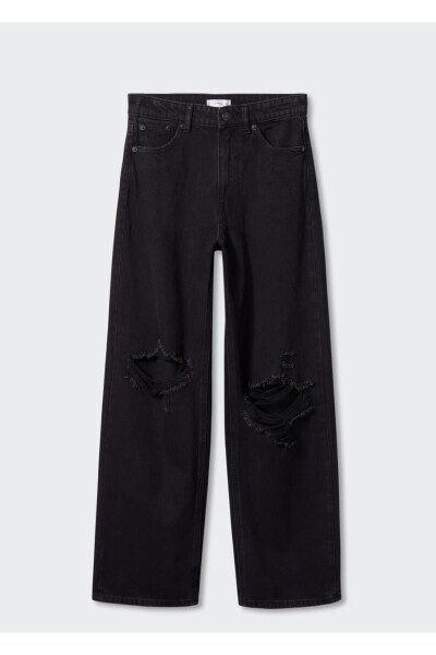 Decorative Ripped Wideleg Jeans - 3