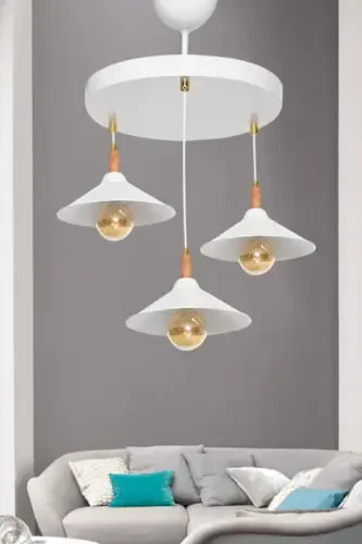 Decorative Triple Tapado White Pendant Chandelier - 1