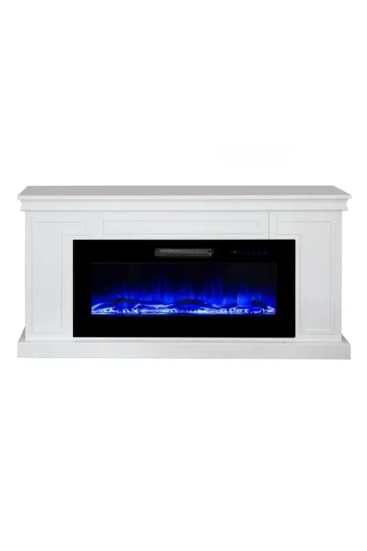 Decorative White Case, 150cm 8 Color Electric Fireplace Heater Bluetooth, Flame Sound, Wifi - 5