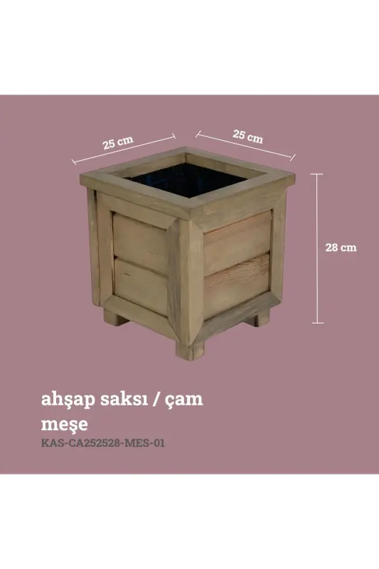 Decorative Wooden Flower Pot - Small Size - Oak - 2