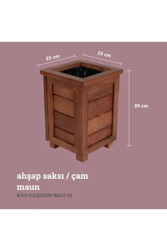 Decorative Wooden Planter- High-Mahogany - 2
