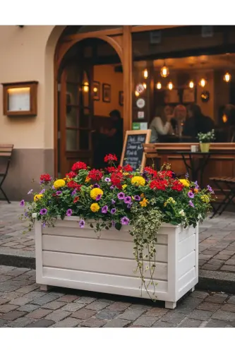 Decorative Wooden Planter - Long - KAF AHŞAP (1)