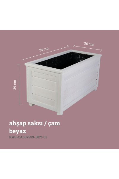 Decorative Wooden Planter - Long - KAF AHŞAP (1)