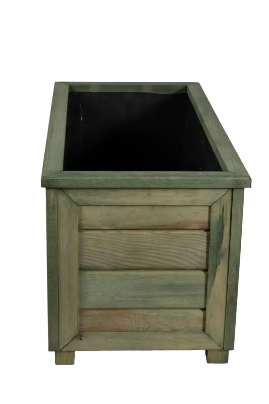 Decorative Wooden Planter - Long-Green Impregnated - 3