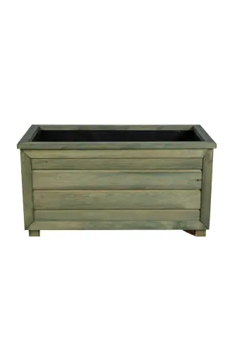 Decorative Wooden Planter - Long-Green Impregnated - 4