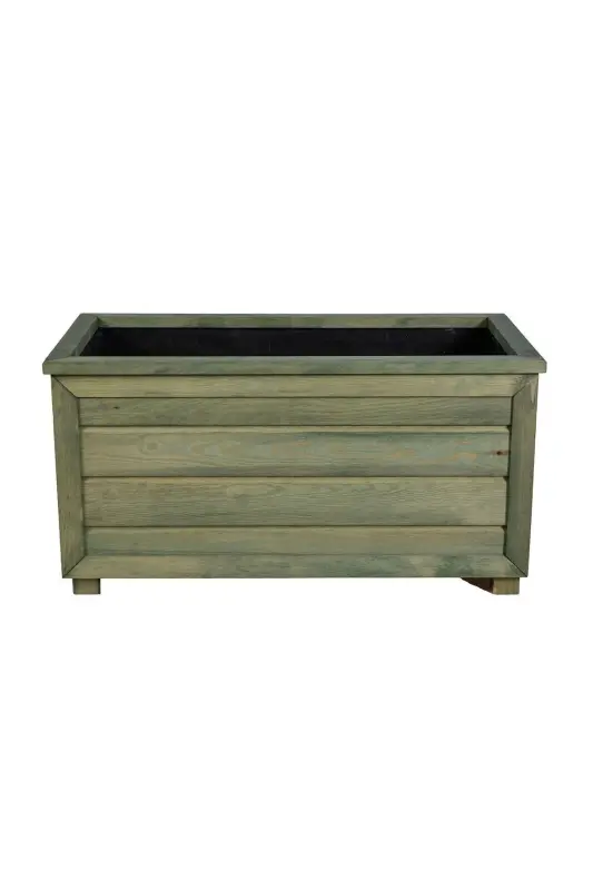 Decorative Wooden Planter - Long-Green Impregnated - 4