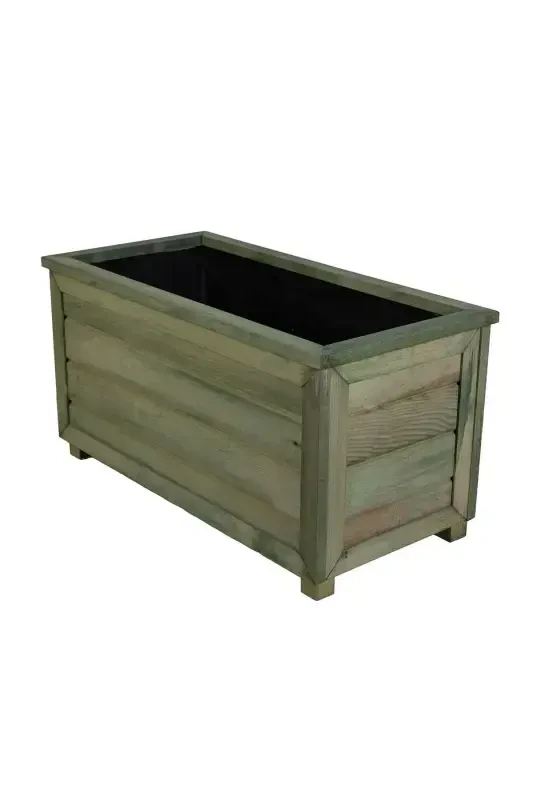 Decorative Wooden Planter - Long-Green Impregnated - Modazone