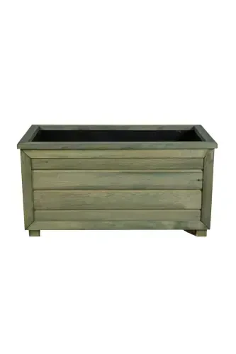 Decorative Wooden Planter - Long-Green Impregnated - 4