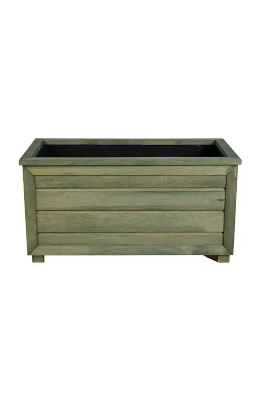 Decorative Wooden Planter - Long-Green Impregnated - 4