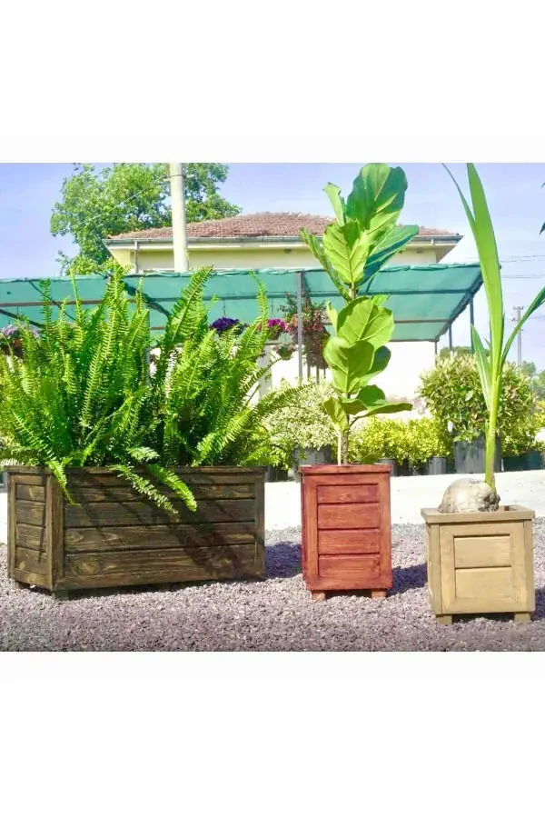 Decorative Wooden Planter - Tall - 10