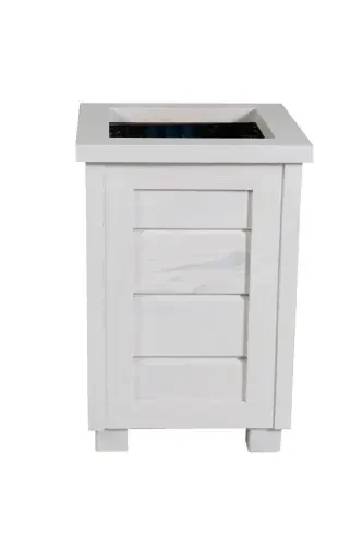 Decorative Wooden Pot- High-White - 3