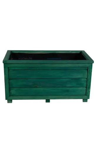 Decorative Wooden Pot - Long-Emerald Green - 3