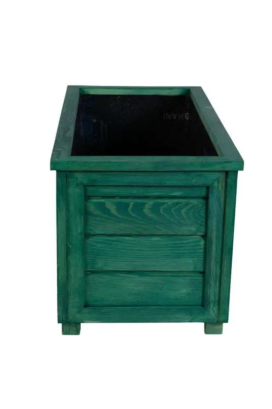 Decorative Wooden Pot - Long-Emerald Green - 3