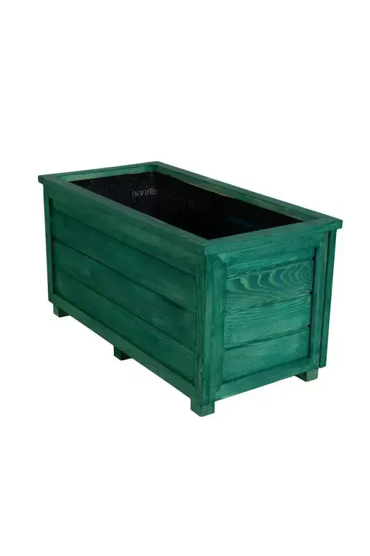 Decorative Wooden Pot - Long-Emerald Green - 1