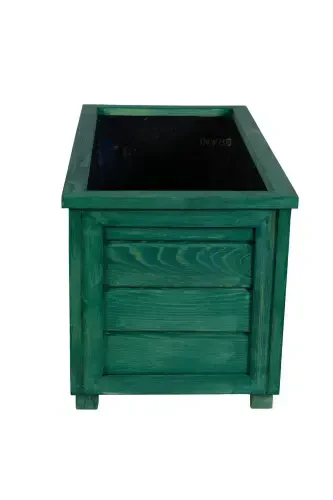 Decorative Wooden Pot - Long-Emerald Green - 3