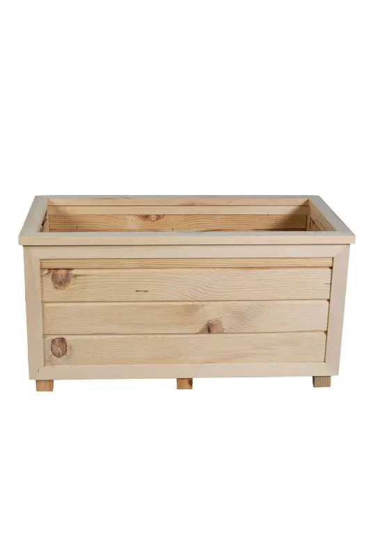 Decorative Wooden Pot - Long-Natural - 3