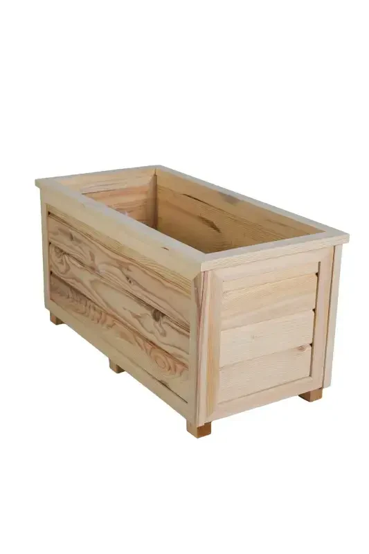 Decorative Wooden Pot - Long-Natural - 1