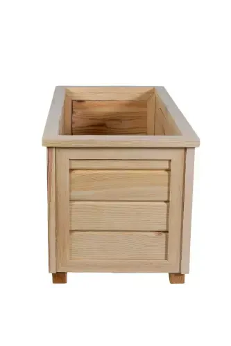 Decorative Wooden Pot - Long-Natural - 3