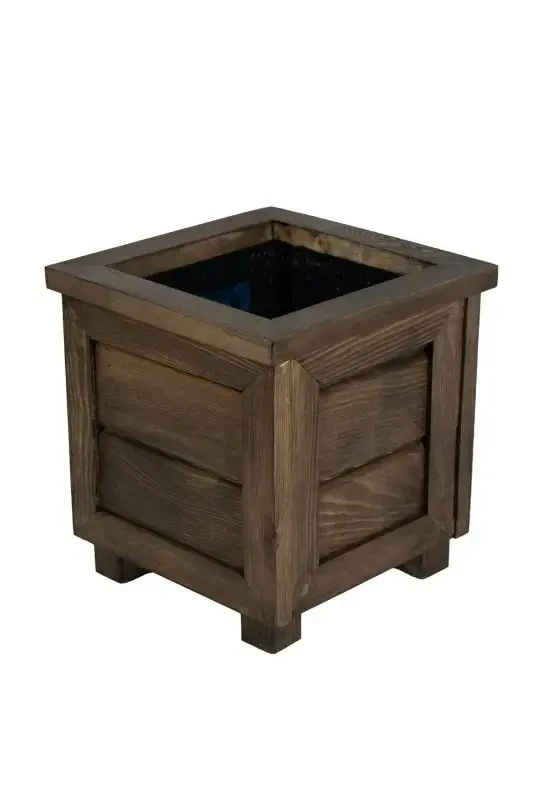 Decorative Wooden Pot - Small Size-Brown - 3