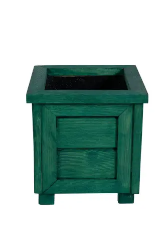Decorative Wooden Pot - Small Size - Emerald Green - 1