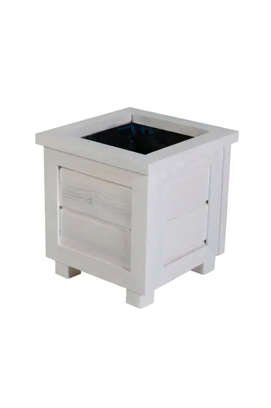 Decorative Wooden Pot - Small Size - White - 3