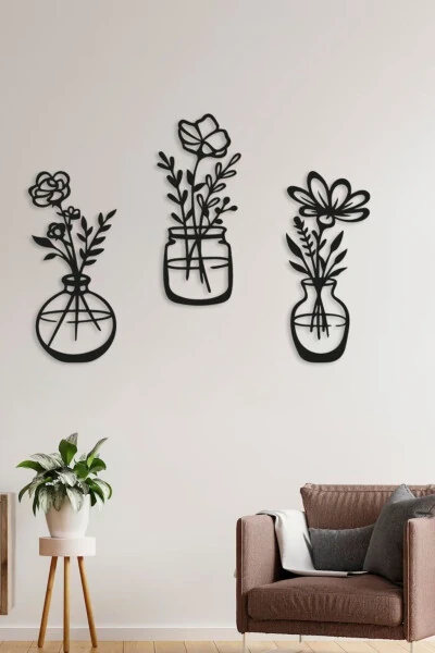 Decovista Ev Ofis Mutfak Ve Banyo Için Ahşap Dekoratif Duvar Vazo Çiçekler Vase 35x15cm - GENEL MARKALAR