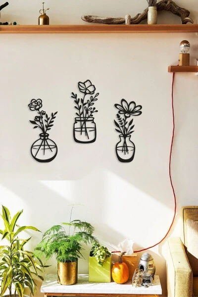 Decovista Ev Ofis Mutfak Ve Banyo Için Ahşap Dekoratif Duvar Vazo Çiçekler Vase 35x15cm - GENEL MARKALAR (1)