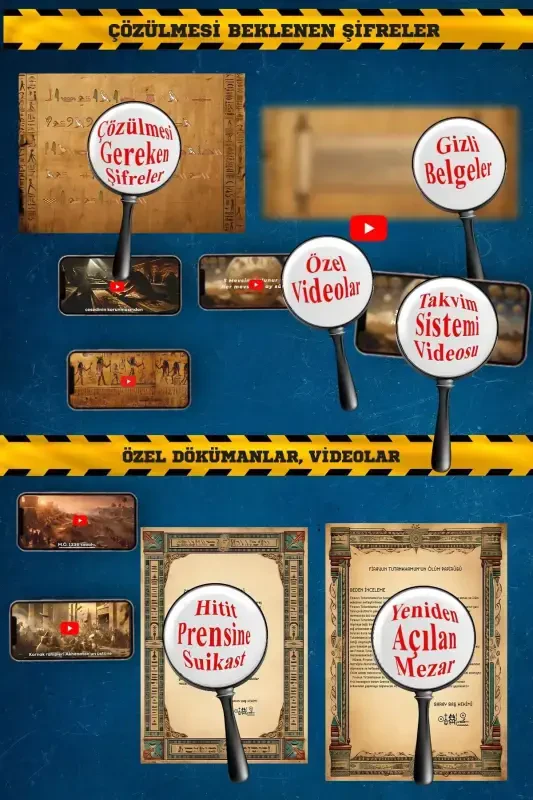 Dedektiv O'yini - Elif Akman Faruq Kaya Peyami Yaman Tutankhamon Fir'avn Dedektivlik Quti O'yini 4 Ish - 7