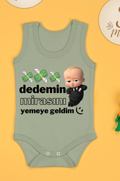 Dedemin Mirasını Yemeye Geldim Baskılı Çıtçıt Body Zıbın-Haki - BEBETOSPIK