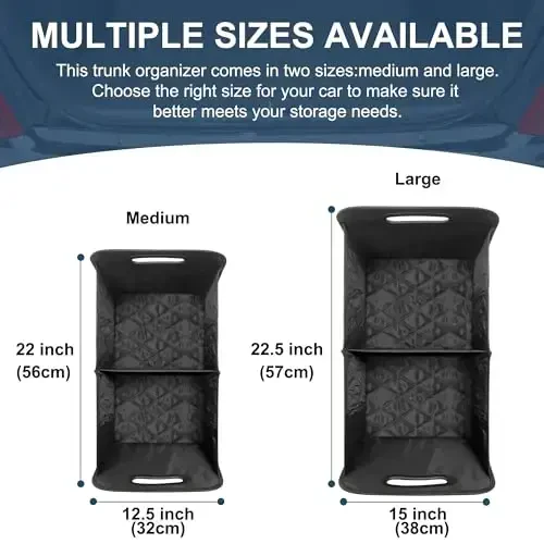 Deosk Car Trunk Organizer for SUV, Car Organizers and Storage with 6 Pocket, Car Accessories for Women/Men 70L Waterproof Polyester Trunk Organizer(Large, Charcoal) - 3