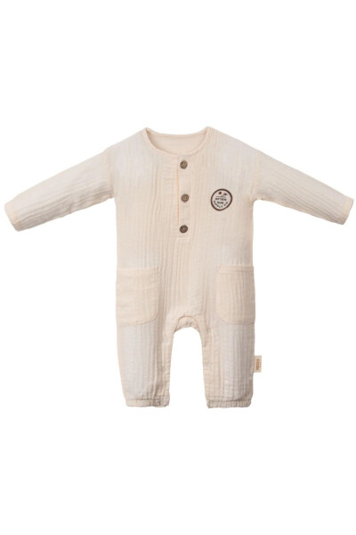 Deer Unisex Baby Muslin Romper Vanilla Color - NECIX'S