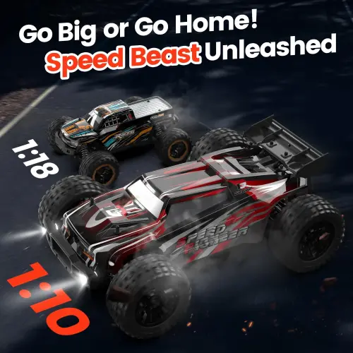 DEERC 9206E 1: 10 Scale RC Cars,48+ KM/H Hobby Grade High Speed Remote Control Car for Adults Boys,All Terrain 4WD 2.4GHz RC Monster Truck with 2 Battery for 40+ Min Play-RED - 5