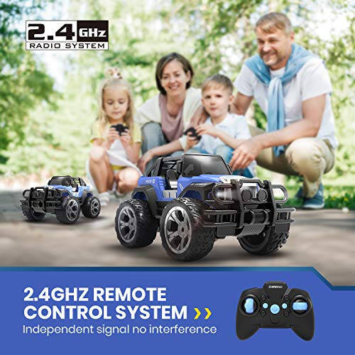 DEERC DE42 Remote Control Car RC Racing Cars, 1:18 Scale 80 Min Play 2.4Ghz LED Light Auto Mode Off Road RC Trucks with Storage Case, All Terrain SUV Cars Toys Gifts for Boys Kids Girls Teens, Blue - 7