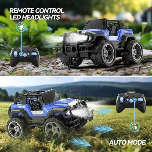 DEERC DE42 Uzaktan Kumandalı Araba RC Yarış Arabaları, 1:18 Ölçekli 80 Dakika Oyun Süresi 2.4Ghz LED Işık Otomatik Mod Off Road RC Kamyonlar Depolama Kutusu ile, Tüm Arazi SUV Araba Oyuncakları Hediyeler Erkek Çocuklar Kızlar Gençler İçin, Mavi - 3