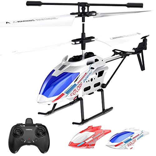 DEERC Remote Control Helicopter, 3.5 CH Altitude Hold RC Helicopters w/Gyro for Beginner, 2 Shells LED Light One Key Take Off/Landing, 2.4GHz Aircraft Indoor Flying Toy for Kids Boys Girls - 1