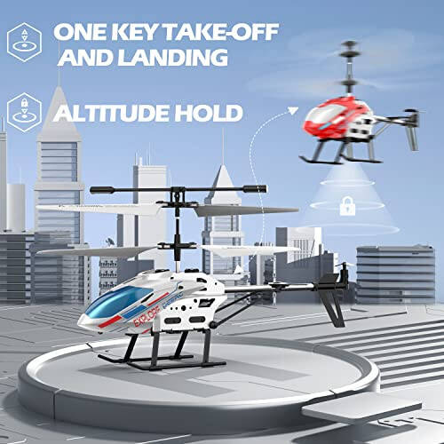 DEERC Remote Control Helicopter, 3.5 CH Altitude Hold RC Helicopters w/Gyro for Beginner, 2 Shells LED Light One Key Take Off/Landing, 2.4GHz Aircraft Indoor Flying Toy for Kids Boys Girls - 4