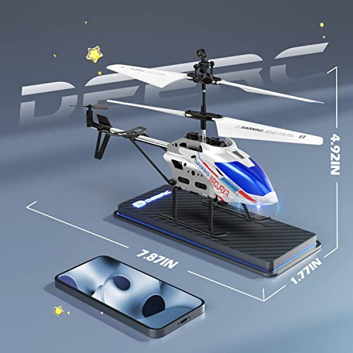 DEERC Remote Control Helicopter, 3.5 CH Altitude Hold RC Helicopters w/Gyro for Beginner, 2 Shells LED Light One Key Take Off/Landing, 2.4GHz Aircraft Indoor Flying Toy for Kids Boys Girls - 6